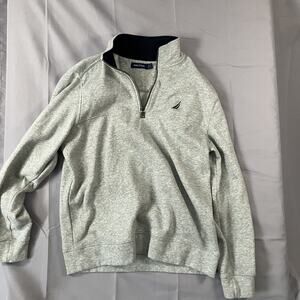 Nautica Pullover Sweater Mens Large Quarter Zip Fleece Casual Embroidered